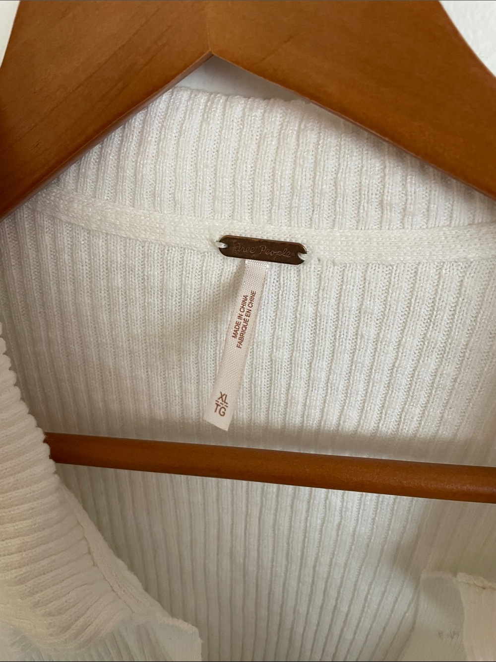 Free People Cream Ribbed Button-Up Collared Top - Picture 2 of 4